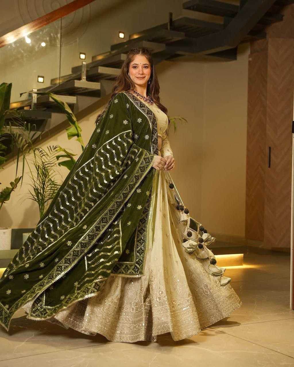 Chinon Silk Designer Traditional Embroidered Lehenga - MYLUXURY LANE ENTERPRISE
